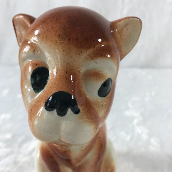 Vintage Ceramic Painted Dog Puppy Statue Big curious eyes - Picture 6 of 7